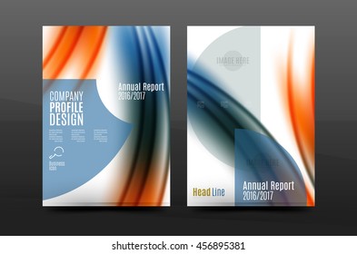 A4 size annual report business flyer cover, wave pattern presentation design. Leaflet or magazine layout