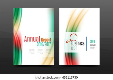 A4 size annual report business flyer cover, wave pattern presentation design. Leaflet or magazine layout