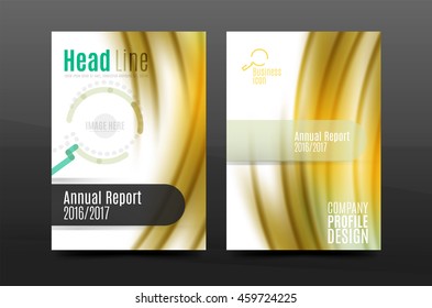A4 size annual report business flyer cover, wave pattern presentation design. Leaflet or magazine layout