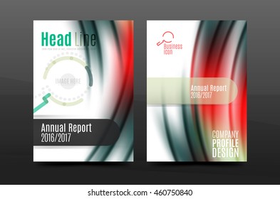 A4 size annual report business flyer cover, wave pattern presentation design. Leaflet or magazine layout