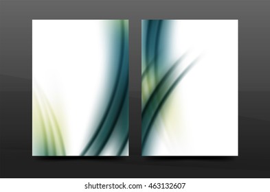 A4 size annual report business flyer cover, wave pattern presentation design. Leaflet or magazine layout
