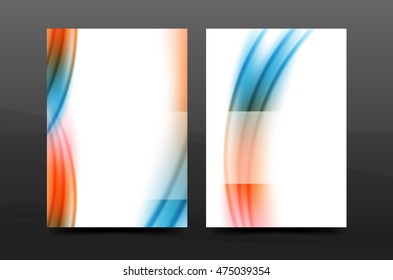 A4 size annual report business flyer cover, wave pattern presentation design. Leaflet or magazine layout