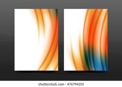 A4 size annual report business flyer cover, wave pattern presentation design. Leaflet or magazine layout