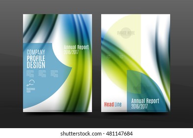 A4 size annual report business flyer cover, wave pattern presentation design. Leaflet or magazine layout