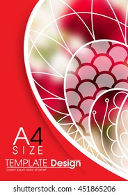 A4 size, blurred red roses elements annual report marketing business corporate design template. eps10 vector