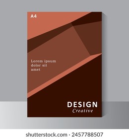 Plantilla de cubierta de libro de tamaño A4 para informe anual, revista, folleto, propuesta, Cartera, folleto, póster, rectángulo de forma Abstractas sobre fondo marrón. Listo para imprimir - Vector,