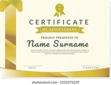A4 size Certificate Template with Gold color shape. suitable for Office Award 