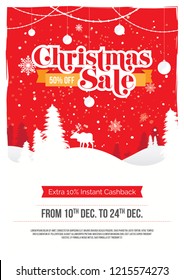 A4 Size Christmas Festival Offer Poster Flyer Design Layout Template with 50% Discount Tag