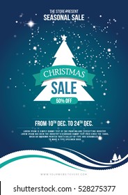  A4 Size Christmas Sale Flyer Design Template with 50 percent Discount Tag