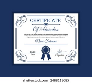 A4 size with color full certificate design template vector modern award academic design.