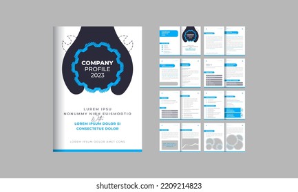 A4 size company profile brochure design template, annual report and book design layout, 16 pages