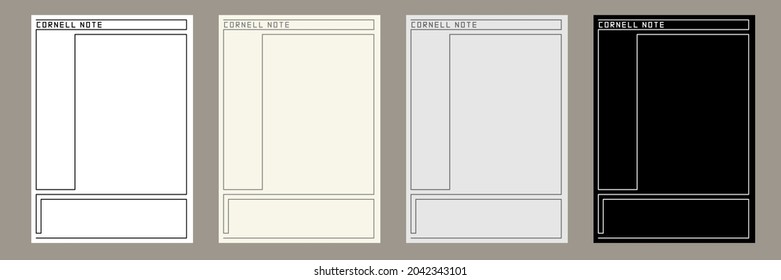 A4 size Cornell note. There are four templates with white, cream, gray and black.