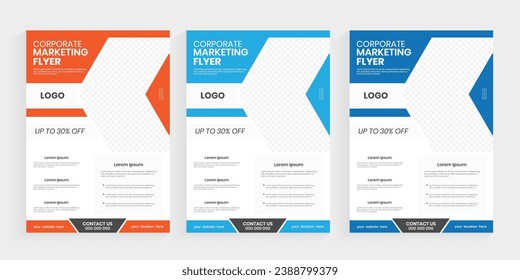 A4 size corporate agency creative flyer design, business conference multipurpose a4 flyer, Company new year paper sheet, handout, case study vector graphics