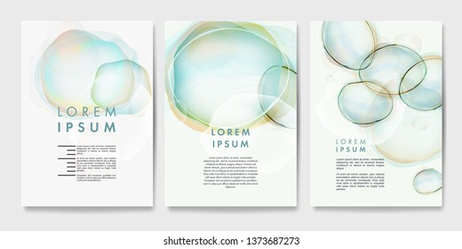 A4 size covers with abstract fluid backgrounds. Vector templates for posters, flyers, banners, book covers, presentations, leaflet, magazine