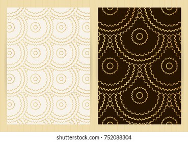 A4 size covers. Mandala round elements. Ethnic background. Japanese, arabic, islamic, eastern, oriental, musli style for restaurant menu, flyer, business card, brochure, book cover, banner.