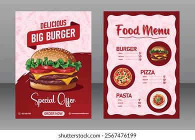 A4 Size Delicious Burger Food Menu Poster For Restaurant and Marketing purposes, Food Poster, Food Banner, Food Flyer, Restaurant Poster, Restaurant Banner, Restaurant Flyer