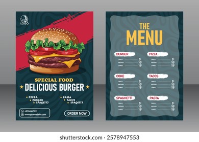 A4 Size Delicious Burger Food Menu Poster For Restaurant and Marketing Purposes, Food Flyer, Food Banner, Food Poster, Restaurant Poster, Restaurant Flyer, Restaurant Banner