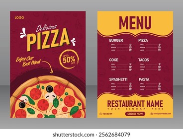 A4 Size Delicious Pizza Food Menu For Restaurants, Food Poster, Food Banner, Food Flyer, Restaurant Menu, Restaurant Poster, Restaurant Banner, Restaurant Flyer