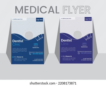 A4 Size Dentist Healthcare Flyer Template. Modern Dentist Flyer Design. Vector Print RGB Color Design File.