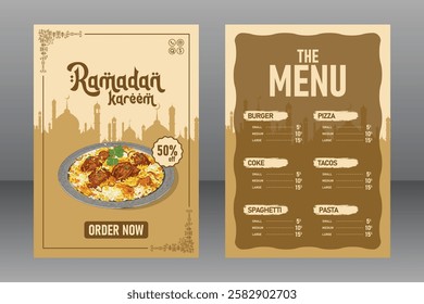 A4 Size Editable Delicious Ramadan Kareem Food Menu Poster or Flyer For Restaurant And Marketing Purposes, Food Poster, Food Banner, Food Flyer, Restaurant Poster, Restaurant Flyer, Restaurant Banner