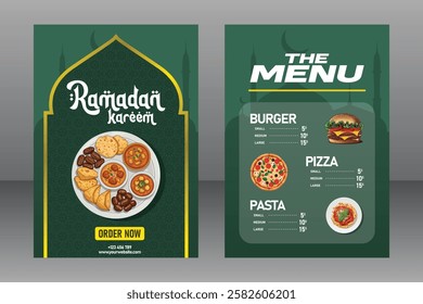 A4 Size Editable Ramadan Kareem Food Menu Poster or Flyer For Restaurant And Marketing Purposes, Food Poster, Food Banner, Food Flyer, Restaurant Poster, Restaurant Flyer, Restaurant Banner