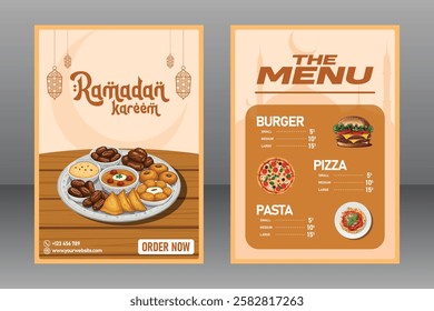 A4 Size Editable Ramadan Kareem Food Menu Poster or Flyer For Restaurant And Marketing Purposes, Food Poster, Food Banner, Food Flyer, Restaurant Poster, Restaurant Flyer, Restaurant Banner