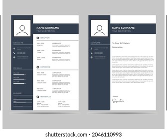 A4 size elegant cv template with cover letter template