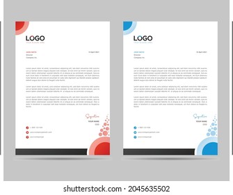 A4 Tamaño elegante diseño de la plantilla de membrete en estilo minimalista en 2 colores variantes
