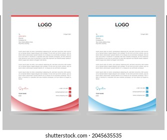 A4 Size elegant letterhead template design in minimalist style in 2 color variant
