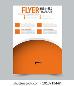 A4 size flyer template. Abstochrure design for business, education, presentation, advertisement. Vector illustration. Orange color.