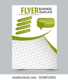A4 size flyer template. Abstochrure design for business, education, presentation, advertisement. Vector illustration. Green color.
