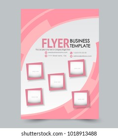 A4 size flyer template. Abstochrure design for business, education, presentation, advertisement. Vector illustration. Pink color.