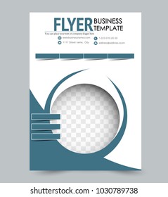 A4 size flyer template. Abstract brochure design for business, education, presentation, advertisement. Vector illustration. Blue color.