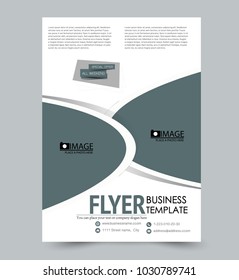 A4 size flyer template. Abstract brochure design for business, education, presentation, advertisement. Vector illustration. Green color.