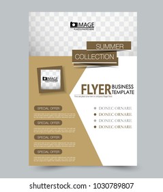 A4 size flyer template. Abstract brochure design for business, education, presentation, advertisement. Vector illustration. Brown color.