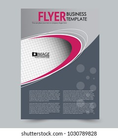 A4 size flyer template. Abstract brochure design for business, education, presentation, advertisement. Vector illustration. Pink and grey color.