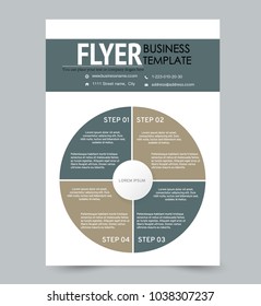 A4 size flyer template. Abstract brochure design for business, education, presentation, advertisement. Vector illustration. Green color.