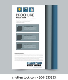 A4 size flyer template. Abstract brochure design for business, education, presentation, advertisement. Vector illustration. Blue color.