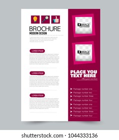 A4 size flyer template. Abstract brochure design for business, education, presentation, advertisement. Vector illustration. Red color.