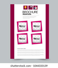 A4 size flyer template. Abstract brochure design for business, education, presentation, advertisement. Vector illustration. Red color.