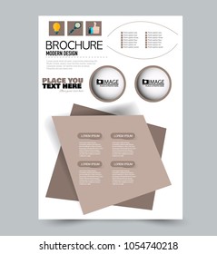 A4 size flyer template. Abstract brochure design for business, education, presentation, advertisement. Vector illustration. Brown color.