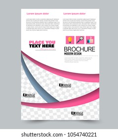 A4 size flyer template. Abstract brochure design for business, education, presentation, advertisement. Vector illustration. Grey and pink color.