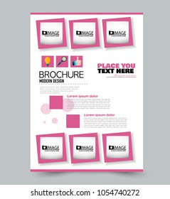 A4 size flyer template. Abstract brochure design for business, education, presentation, advertisement. Vector illustration. Pink color.