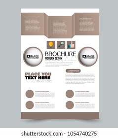 A4 size flyer template. Abstract brochure design for business, education, presentation, advertisement. Vector illustration. Brown color.