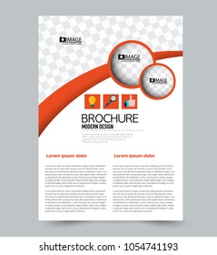 A4 size flyer template. Abstract brochure design for business, education, presentation, advertisement. Vector illustration. Orange color.