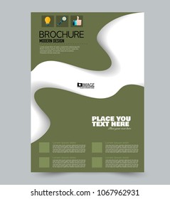 A4 size flyer template. Abstract brochure design for business, education, presentation, advertisement. Vector illustration. Green color.