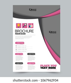 A4 size flyer template. Abstract brochure design for business, education, presentation, advertisement. Vector illustration. Pink color.