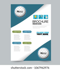 A4 size flyer template. Abstract brochure design for business, education, presentation, advertisement. Vector illustration. Blue color.
