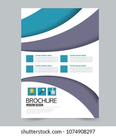 A4 size flyer template. Abstract brochure design for business, education, presentation, advertisement. Vector illustration. Blue and purple color.