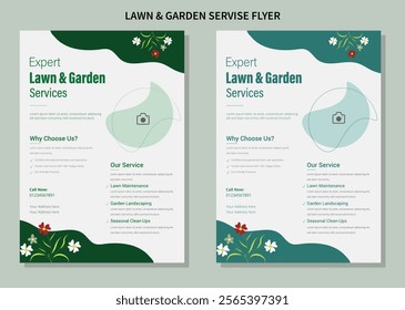 A4 size flyer template for lawn care services ,Lawn and gardening service flyer design template. Tree and gardening service poster leaflet design. lawnmower flyer template.